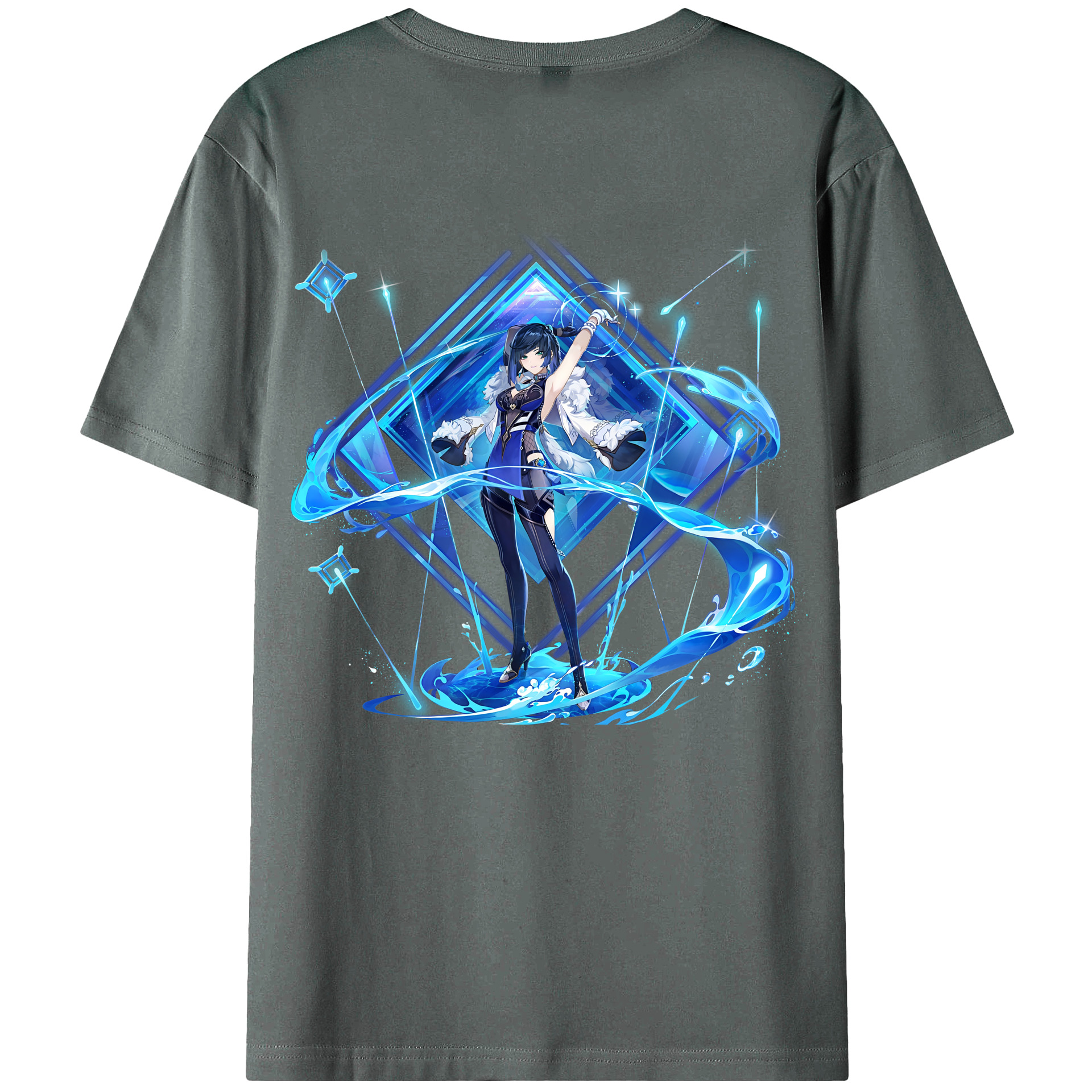 げんし神 夜兰 やらん genshin Yaran 綿100％ メンズ半袖Tシャツ（バックプリント） 通気性